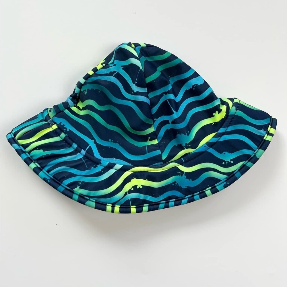 Blue and Green Striped Swim  Hat